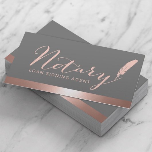 Carte De Visite Agent de signature de prêt de script notaire Rose 
