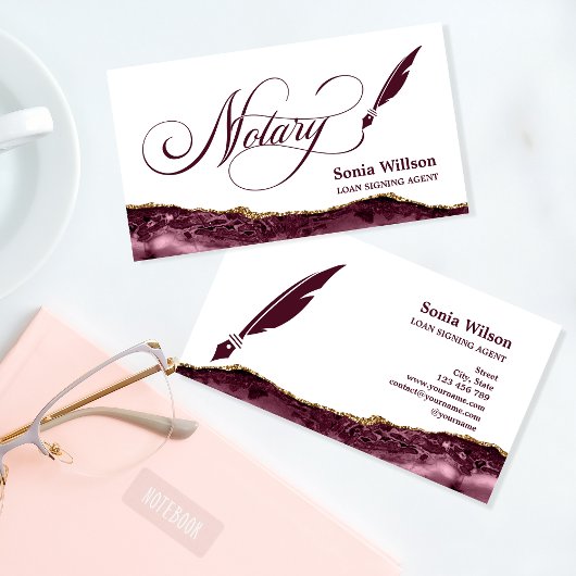 Carte De Visite Agent de signature de prêt notaire Agate de Bourgo
