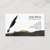 Carte De Visite Agent de signature de prêt notaire Agate d'or noir (Dos)