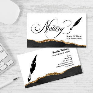 Carte De Visite Agent de signature de prêt notaire Agate d'or noir