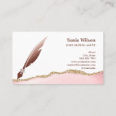 Carte De Visite Agent de signature de prêt notaire Agate d'or Rose (Dos)