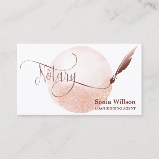 Carte De Visite Agent de signature de prêt notaire Agate d'or Rose (Devant)