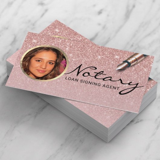 Carte De Visite Agent de signature de prêt notaire Blush Rose Gold