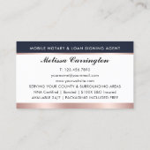Carte De Visite Agent de signature de prêt notaire élégant Rose Go (Dos)