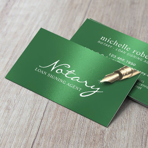 Carte De Visite Agent de signature de prêt notaire Foil vert moder