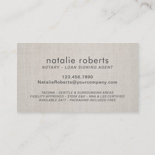 Carte De Visite Agent de signature de prêt notaire Gold Script Cla (Dos)