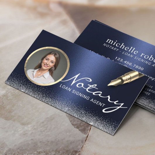 Carte De Visite Agent de signature de prêt notaire Marine moderne 