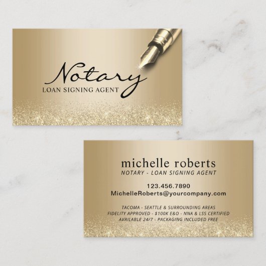 Carte De Visite Agent de signature de prêt notaire mobile Gold mod (Devant / Derrière)