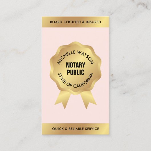Carte De Visite Agent de signature de prêt notaire Moderne Blush R (Devant)
