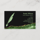 Carte De Visite Agent de signature de prêt notaire Moderne Emerald (Dos)