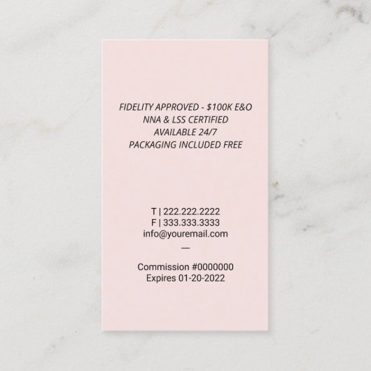 Carte De Visite Agent de signature de prêt notaire Noir Quill Blus (Dos)