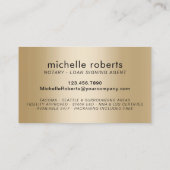 Carte De Visite Agent de signature de prêt notaire Or moderne (Dos)
