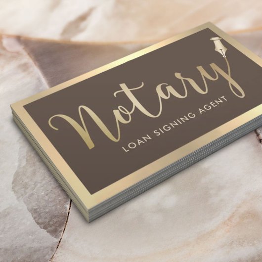 Carte De Visite Agent de signature de prêt notaire Or moderne et B