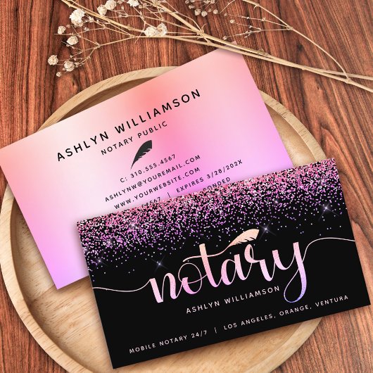 Carte De Visite Agent de signature de prêt notaire Pink Purple Par