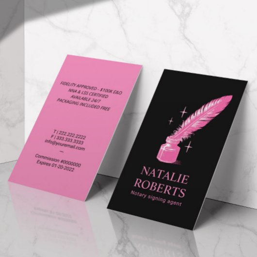 Carte De Visite Agent de signature de prêt notaire Quill moderne r