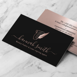 Carte De Visite Agent de signature de prêt notaire Rose Gold Quil