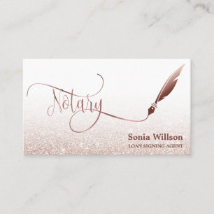 Carte De Visite Agent de signature de prêt notaire Rose moderne Pa