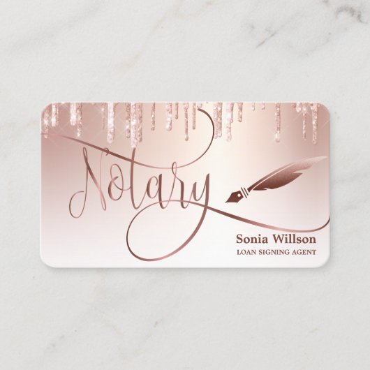 Carte De Visite Agent de signature de prêt notaire Rose moderne Pa (Devant)