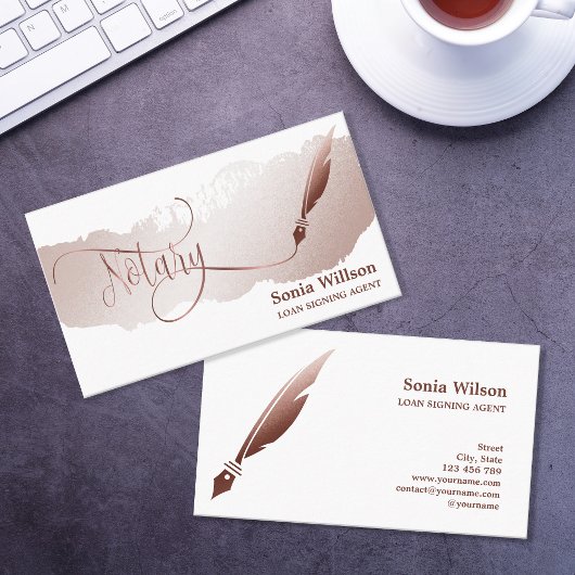 Carte De Visite Agent de signature de prêt notaire Rose moderne Pa