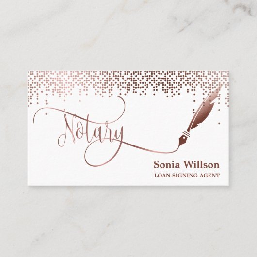 Carte De Visite Agent de signature de prêt notaire Rose moderne Pa (Devant)