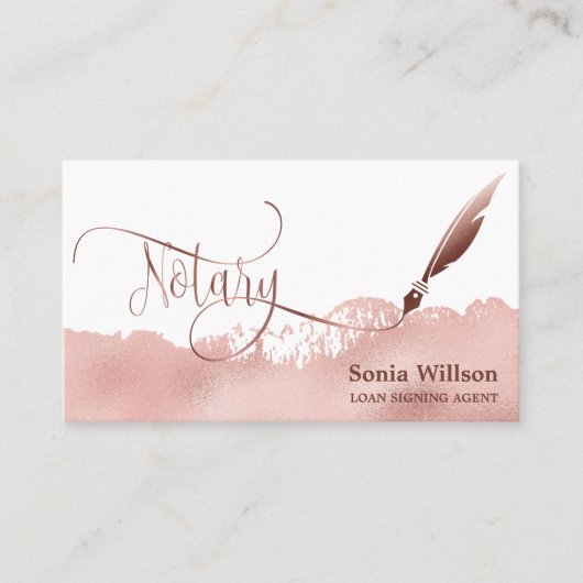 Carte De Visite Agent de signature de prêt notaire Rose moderne Pa (Devant)