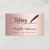 Carte De Visite Agent de signature de prêt notaire rose or blush c (Devant)