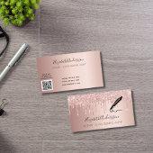 Carte De Visite Agent de signature de prêt notaire rose or code QR