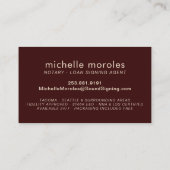 Carte De Visite Agent de signature de prêt notaire rouge foncé et  (Dos)