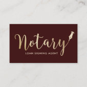 Carte De Visite Agent de signature de prêt notaire rouge foncé et  (Devant)