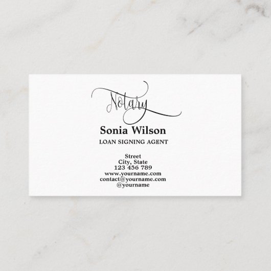 Carte De Visite Agent de signature de prêt notaire Script abstrait (Dos)