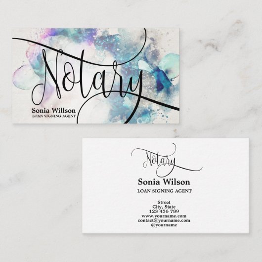 Carte De Visite Agent de signature de prêt notaire Script abstrait (Devant / Derrière)
