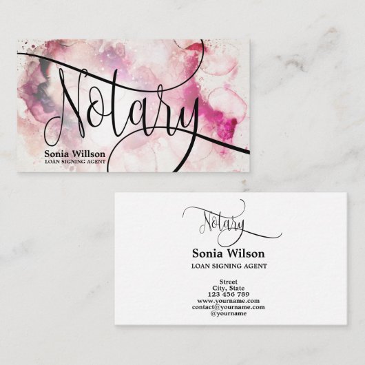 Carte De Visite Agent de signature de prêt notaire Script abstrait (Devant / Derrière)