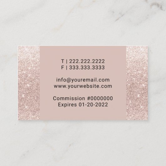 Carte De Visite Agent de signature de prêt notaire Stylo Quill Ros (Dos)