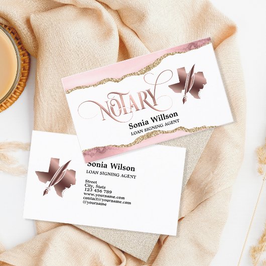Carte De Visite Agent de signature de prêt notaire Texas Modern Bl