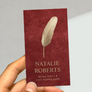 Carte De Visite Agent de signature de prêt notaire Velvet de style