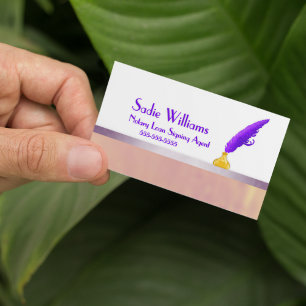 Carte De Visite Agent de signature de prêt notarial élégant Purple