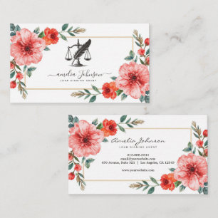 Carte De Visite Agent de signature de prêt notarial floral chic pr