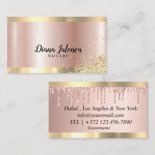 Carte De Visite Agent de signature de prêt notarial Rose Gold Bord
