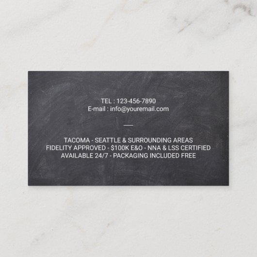 Carte De Visite Agent de signature de prêt par timbre notaire prof (Dos)