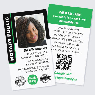 Carte De Visite Agent de signature de prêt public notaire ID photo