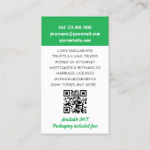 Carte De Visite Agent de signature de prêt public notaire ID photo (Dos)