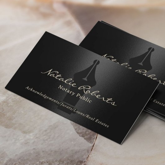 Carte De Visite Agent de signature de prêt public notaire Noir mod