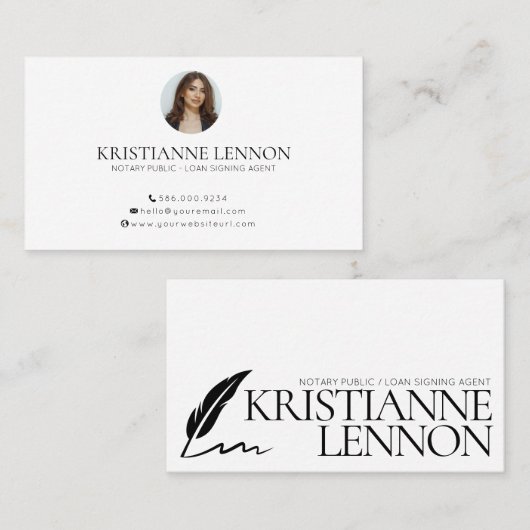 Carte De Visite Agent De Signature De Prêt/Public Notaire Simple M (Devant / Derrière)