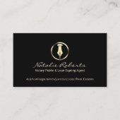 Carte De Visite Agent de signature du logo du stylo d'or public (Devant)