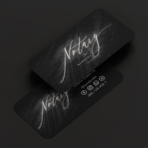 Carte De Visite Agent de signature du notaire Black Silver Modern