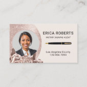 Carte De Visite Agent de signature du notaire Blush Rose Gold Flor (Devant)