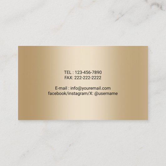 Carte De Visite Agent de signature Noir & Or moderne Photo (Dos)