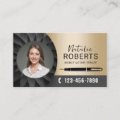 Carte De Visite Agent de signature Noir & Or moderne Photo (Devant)