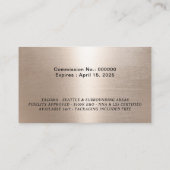 Carte De Visite Agent de signature Noir & Or moderne Photo (Dos)