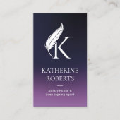 Carte De Visite Agent de signature notaire Plume Monogramme Logo v (Devant)